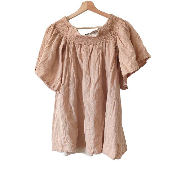 Show Me Your Mumu Women Vacay Off Shoulder Cotton Izzy Mini Smocked Dress Medium - Picture 3 of 9